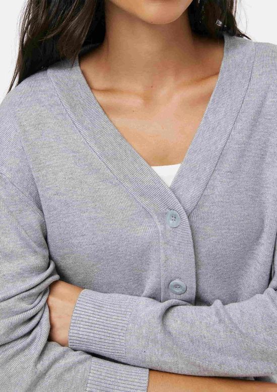 Foto do produto: Cardigan Feminino Decote V Em Tricô - Cinza