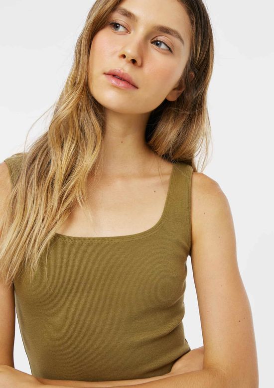 Foto do produto: Regata Feminina Decote Quadrado Em Ribana - Verde