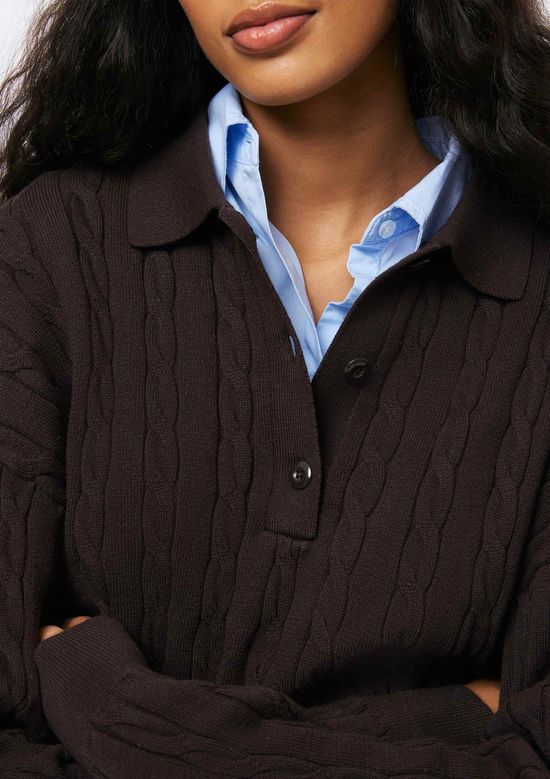 Foto do produto: Polo Feminina Em Tricô Trançado - Marrom