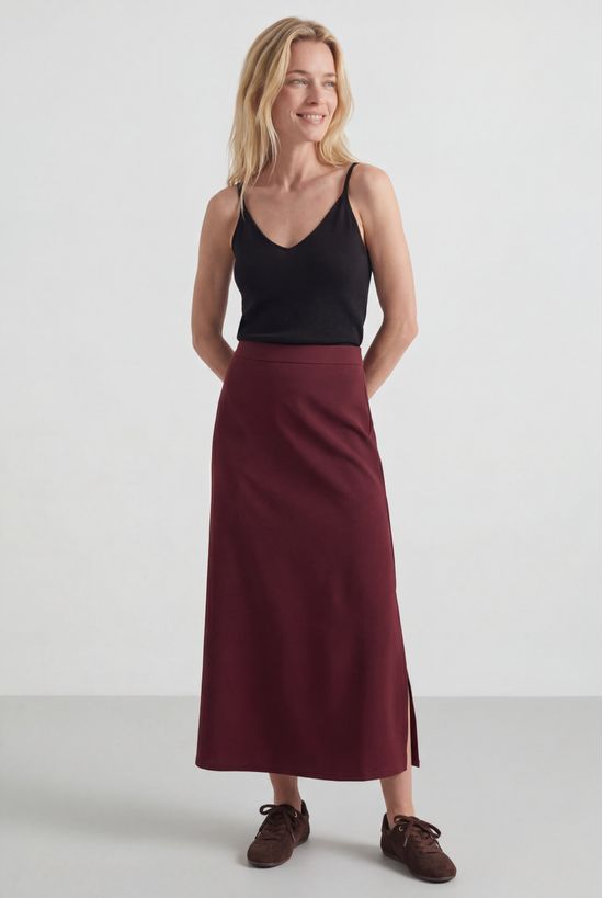 Foto do produto: Saia Midi Em Malha Rústica Premium - Vermelho