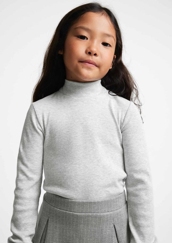 Foto do produto: Blusa Básica Infantil Menina Manga Longa Com Gola Alta - Cinza