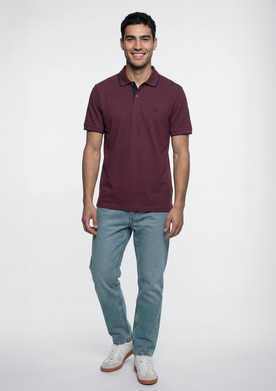 Foto do produto: Camisa Polo Básica Masculina Em Piquet Com Bordado - Vermelho