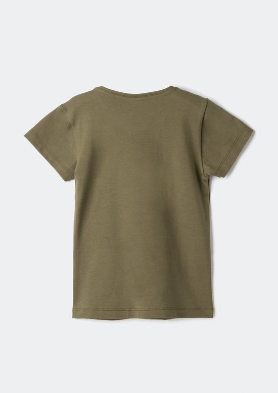 Foto do produto: Blusa Básica Infantil Menina Manga Curta Slim Com Bordado Coração - Verde