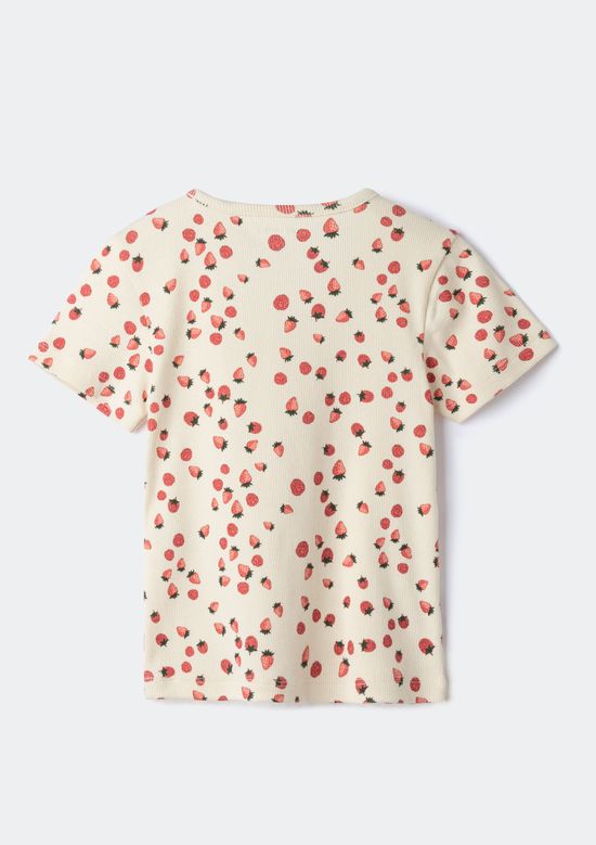 Foto do produto: Blusa Infantil Menina Manga Curta Em Ribana Estampada - Creme