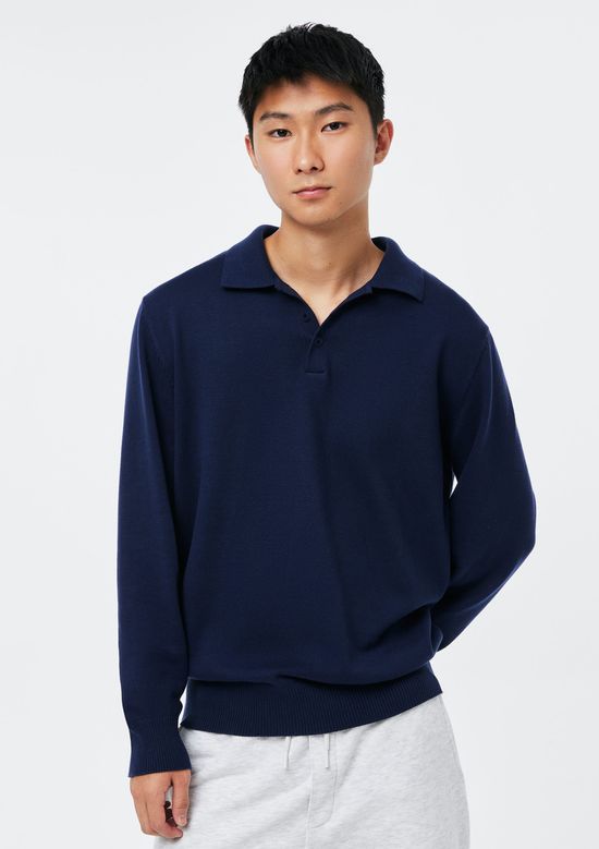 Foto do produto: Polo Masculina Em Tricô Fio Tinto - Azul