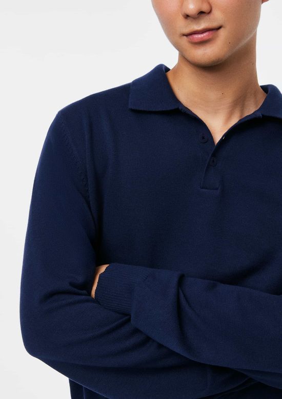 Foto do produto: Polo Masculina Em Tricô Fio Tinto - Azul