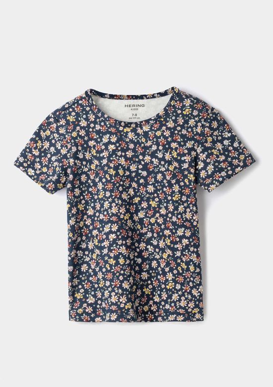 Foto do produto: Blusa Infantil Menina Manga Curta Em Ribana Estampada - Off white