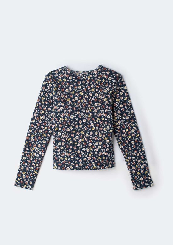 Foto do produto: Blusa Infantil Menina Manga Longa Em Ribana - Azul