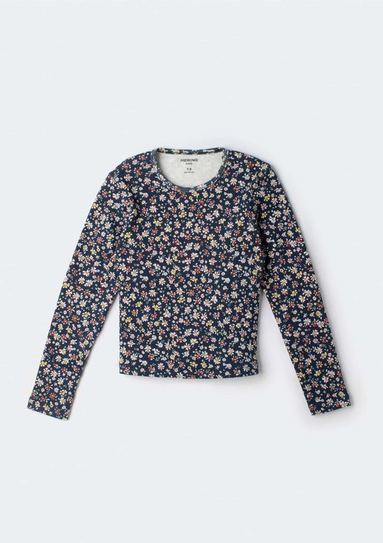 Foto do produto: Blusa Infantil Menina Manga Longa Em Ribana - Azul