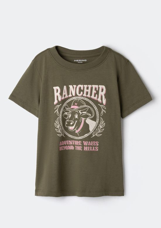 Foto do produto: Blusa Infantil Menina Manga Curta Com Estampa - Verde