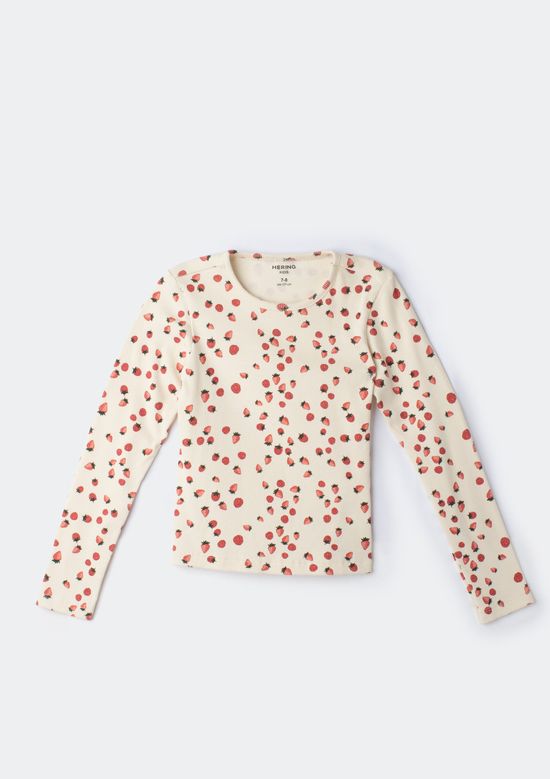 Foto do produto: Blusa Infantil Menina Manga Longa Em Ribana - Creme