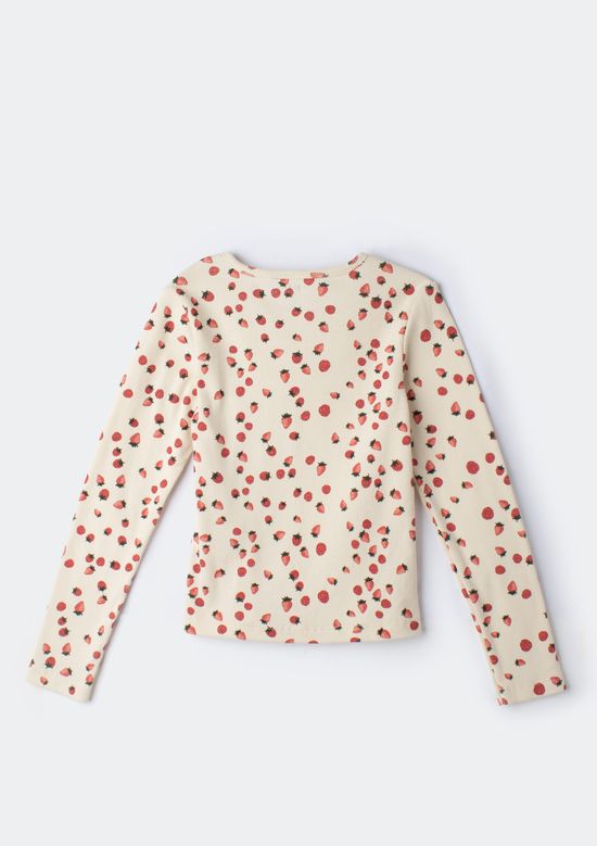 Foto do produto: Blusa Infantil Menina Manga Longa Em Ribana - Creme