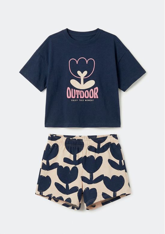 Foto do produto: Conjunto Infantil Menina Curto Estampado - Azul