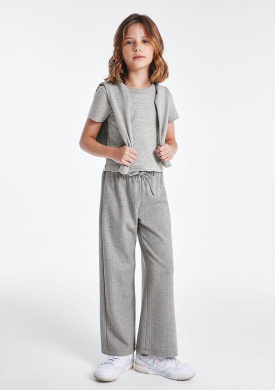Foto do produto: Calça Infantil Menina Wide Leg Risca De Giz - Cinza