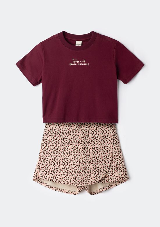 Foto do produto: Conjunto Curto Infantil Menina Estampado - Vinho