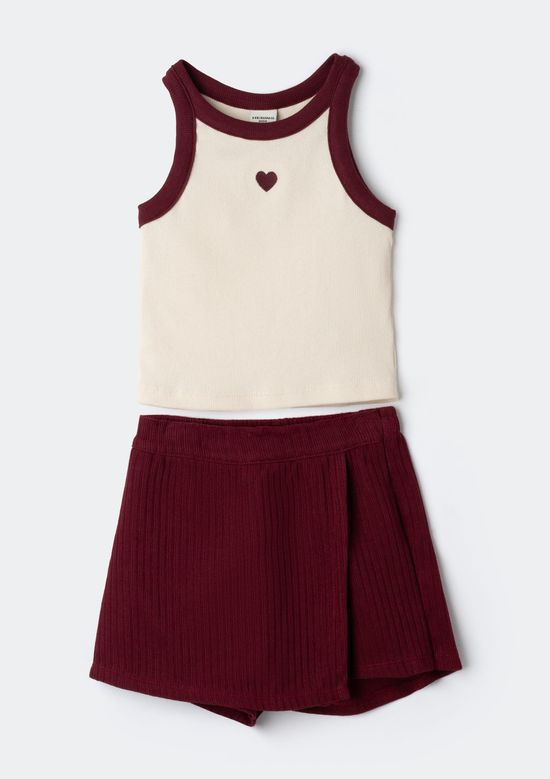 Foto do produto: Conjunto Infantil Menina Curto Em Ribana - Vinho