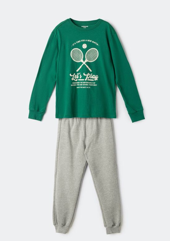 Foto do produto: Conjunto Infantil Menino Em Moletom Com Estampa - Verde