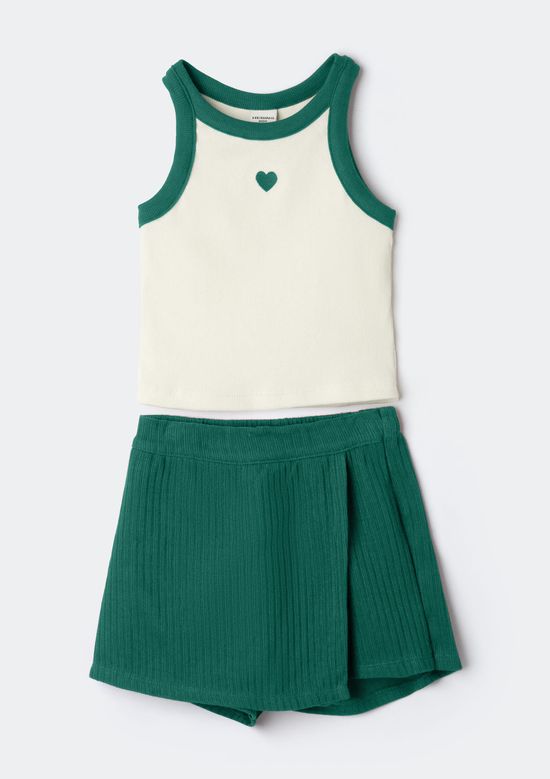 Foto do produto: Conjunto Infantil Menina Curto Em Ribana - Verde