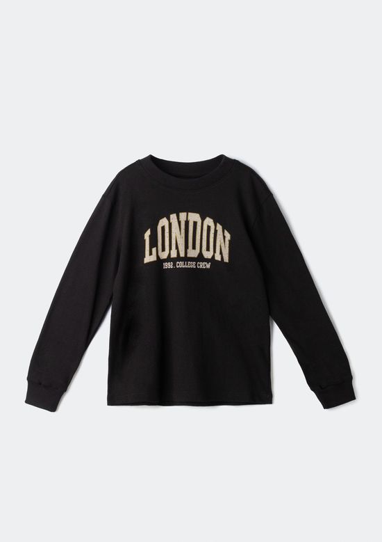 Foto do produto: Camiseta Infantil Menino Manga Longa Com Estampa - Preto