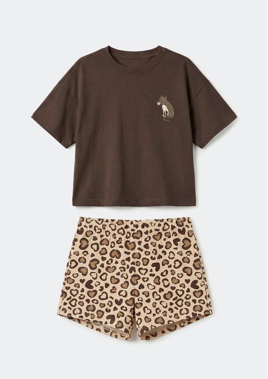 Foto do produto: Conjunto Infantil Menina Curto Estampado - Marrom