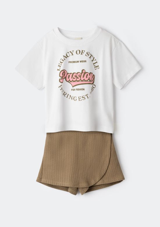 Foto do produto: Conjunto Infantil Menina Com Shorts Saia - Marrom