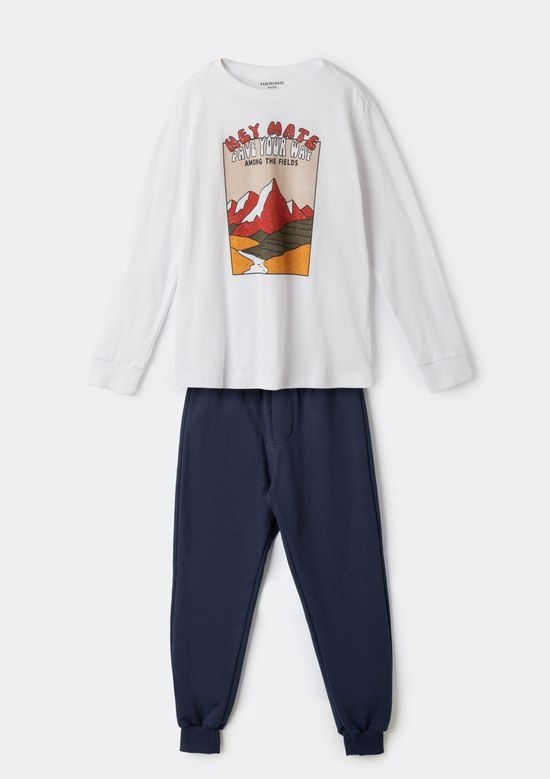 Foto do produto: Conjunto Infantil Menino Em Moletom Com Estampa - Azul