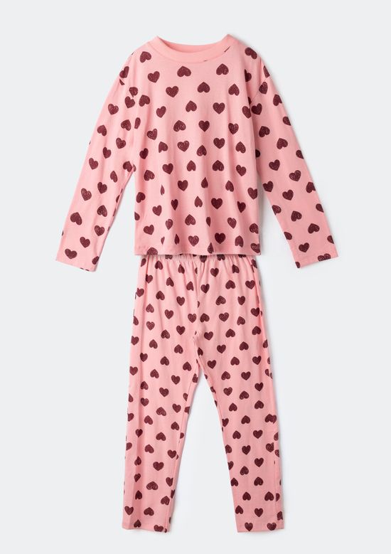 Foto do produto: Conjunto de Pijama Longo Infantil Menina Estampado - Rosa