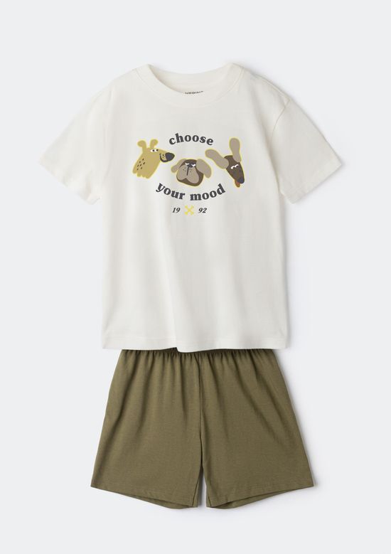 Foto do produto: Pijama Infantil Menino Curto Com Estampa - Off white