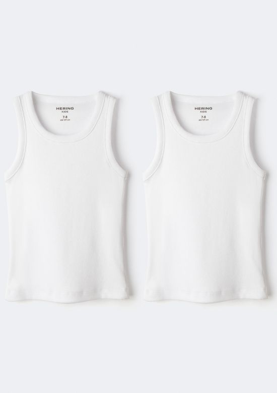 Foto do produto: Kit 2 Regatas Infantis Menina Caneladas - Branco
