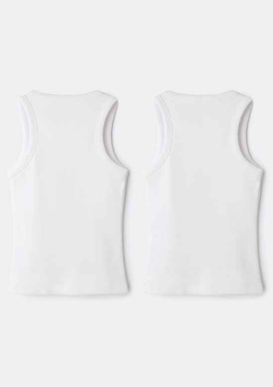 Foto do produto: Kit 2 Regatas Infantis Menina Caneladas - Branco