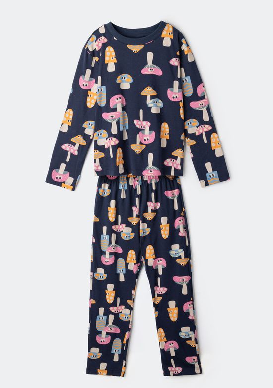 Foto do produto: Conjunto de Pijama Longo Infantil Menina Estampado - Azul