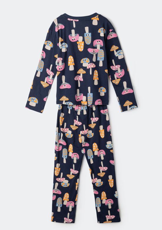 Foto do produto: Conjunto de Pijama Longo Infantil Menina Estampado - Azul