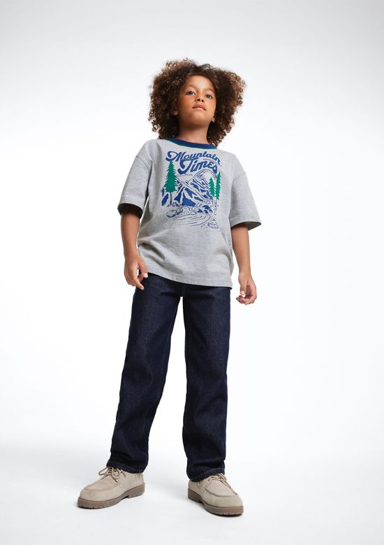 Foto do produto: Camiseta Infantil Menino Oversized Estampada - Cinza