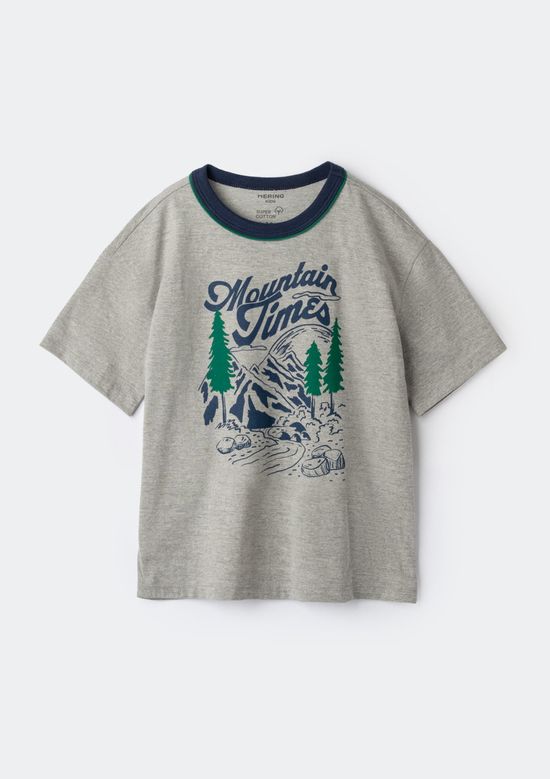 Foto do produto: Camiseta Infantil Menino Oversized Estampada - Cinza