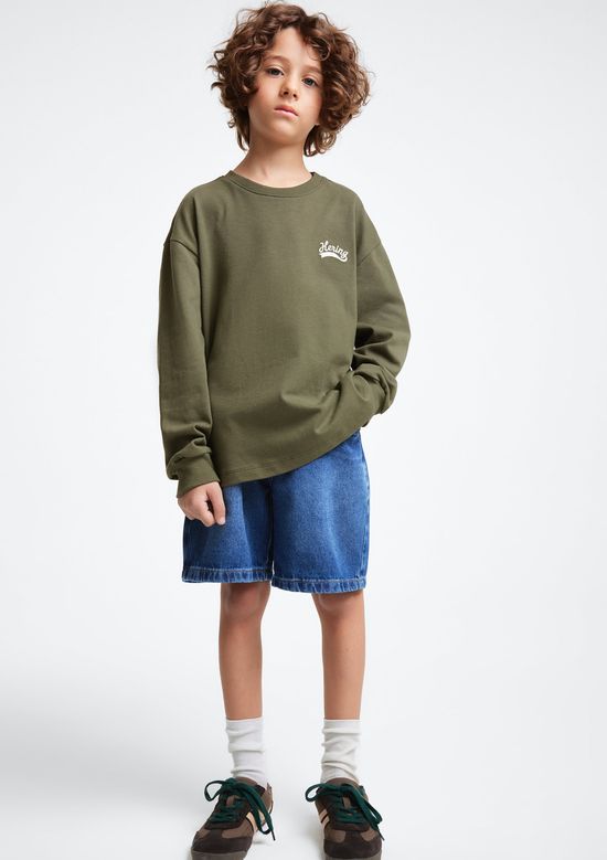 Foto do produto: Camiseta Infantil Menino Manga Longa Com Bordado - Verde
