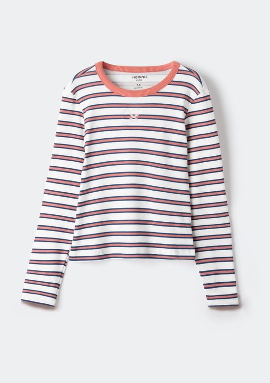Foto do produto: Blusa Infantil Menina Listrada Manga Longa - Laranja