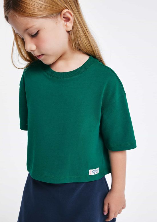 Foto do produto: Blusa Infantil Menina Oversized Em Malha Binada - Verde