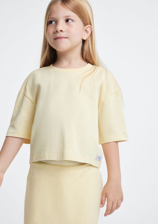 Foto do produto: Blusa Infantil Menina Oversized Em Malha Binada - Amarelo