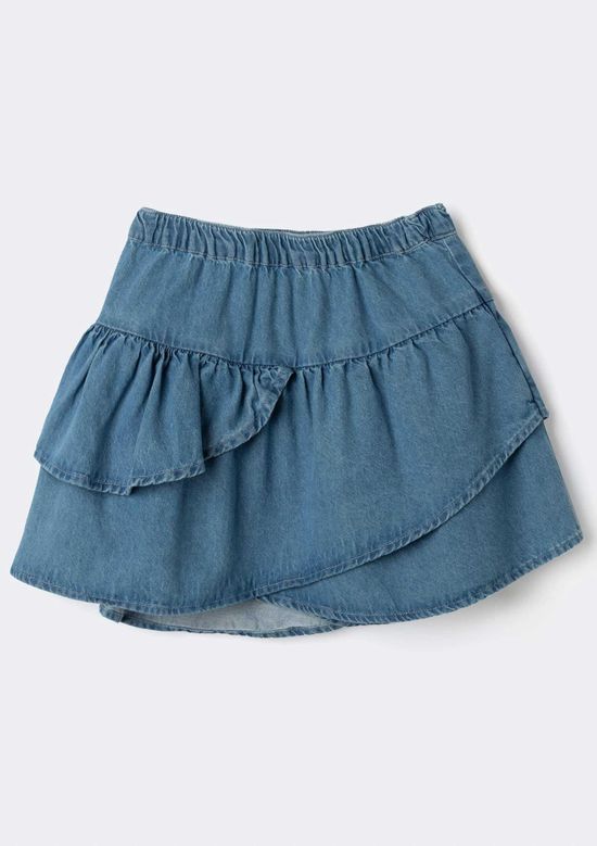 Foto do produto: Saia Jeans Infantil Curta Cós Largo - Azul