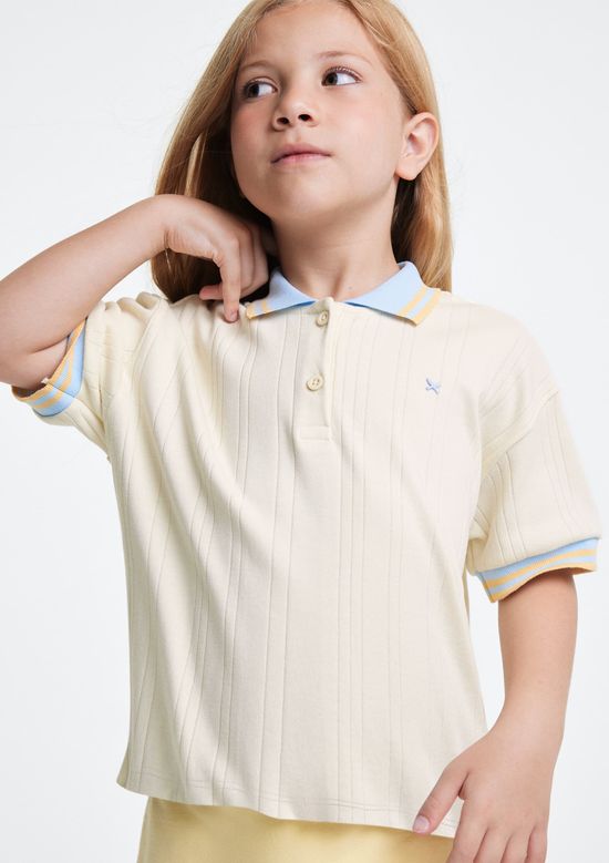 Foto do produto: Camisa Polo Menina Relaxed Canelada - Off white