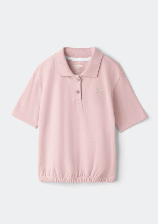 Foto do produto: Polo Infantil Menina Manga Curta Com Bordado - Rosa