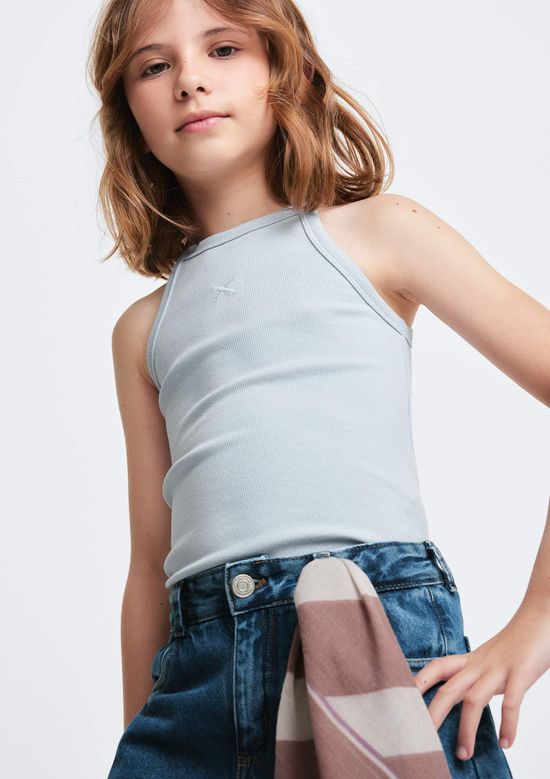 Foto do produto: Regata Infantil Menina Em Ribana - Azul