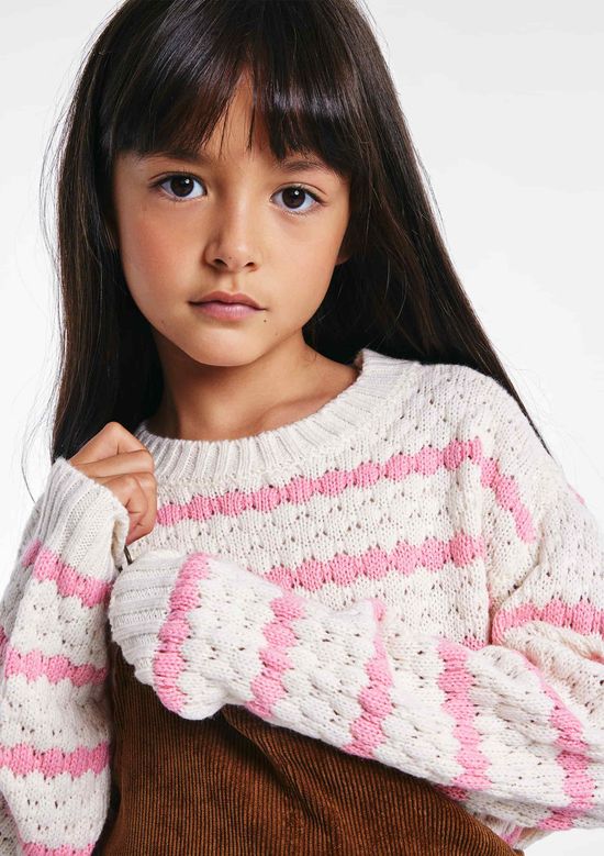 Foto do produto: Blusão Infantil Menina Tricô Texturizado - Rosa