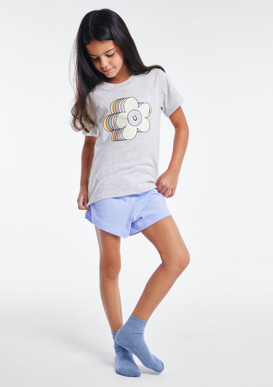 Foto do produto: Pijama Infantil Menina Curto Com Estampa - Azul