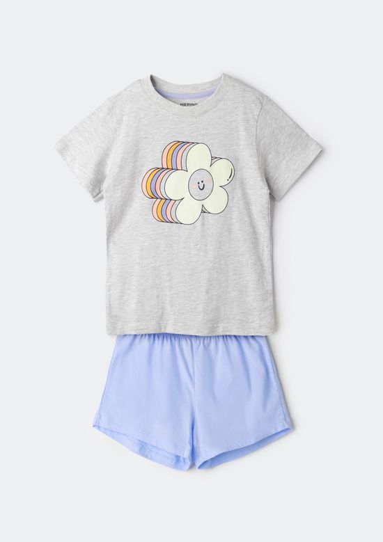 Foto do produto: Pijama Infantil Menina Curto Com Estampa - Azul