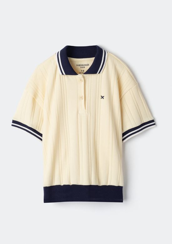 Foto do produto: Camisa Polo Menina Relaxed Canelada - Creme