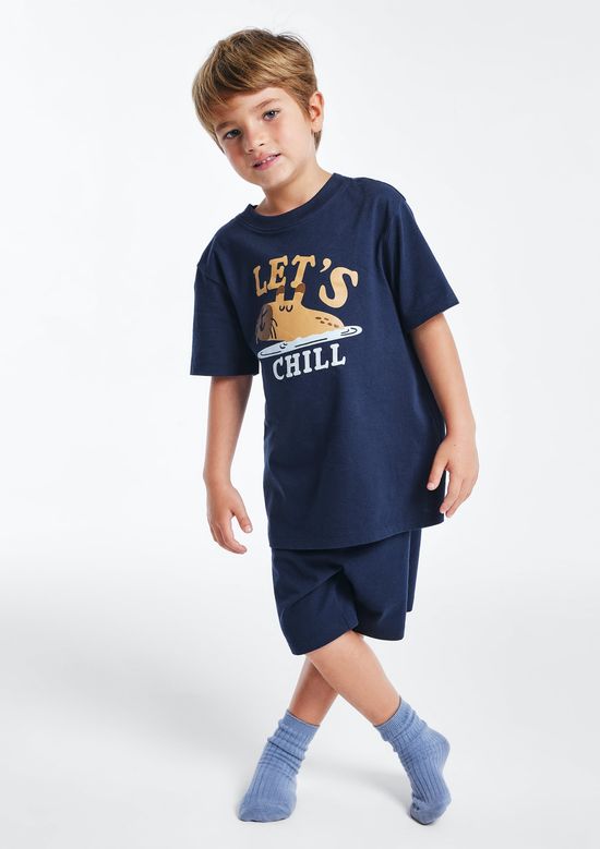 Foto do produto: Pijama Infantil Menino Curto Com Estampa - Azul