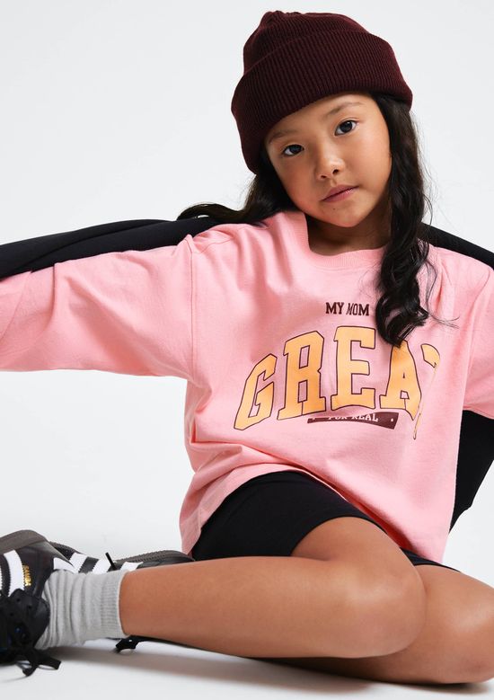 Foto do produto: Blusa Infantil Menina Oversized Manga Longa Estampada - Rosa