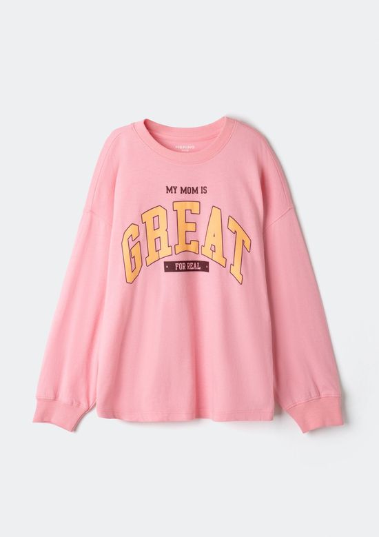 Foto do produto: Blusa Infantil Menina Oversized Manga Longa Estampada - Rosa