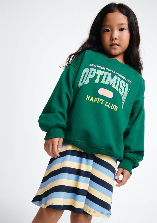 Foto do produto: Blusão De Moletom Infantil Menina Oversized Com Estampa - Verde